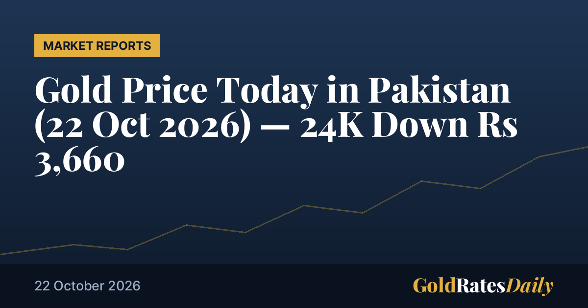 Precio del oro hoy en Pakist&aacute;n (22 Oct2026 ) &mdash;24 K Bajada Rs3,660