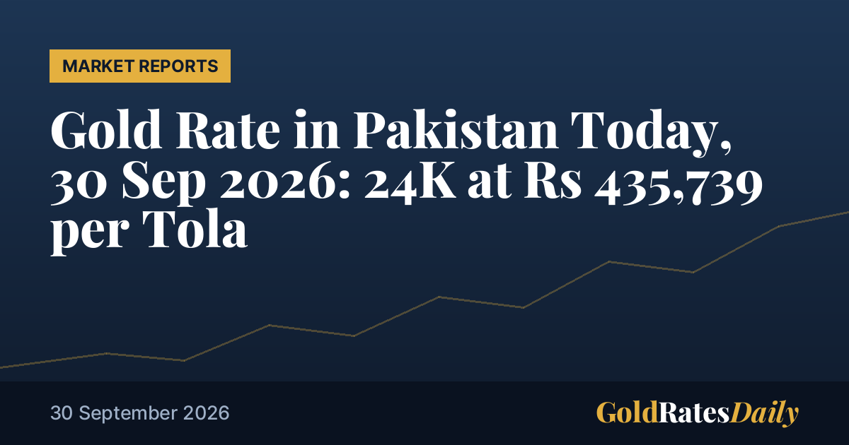 Cours de l'or au Pakistan aujourd'hui,30 Sep2026 :24 K &agrave; Rs435 739 par Tola