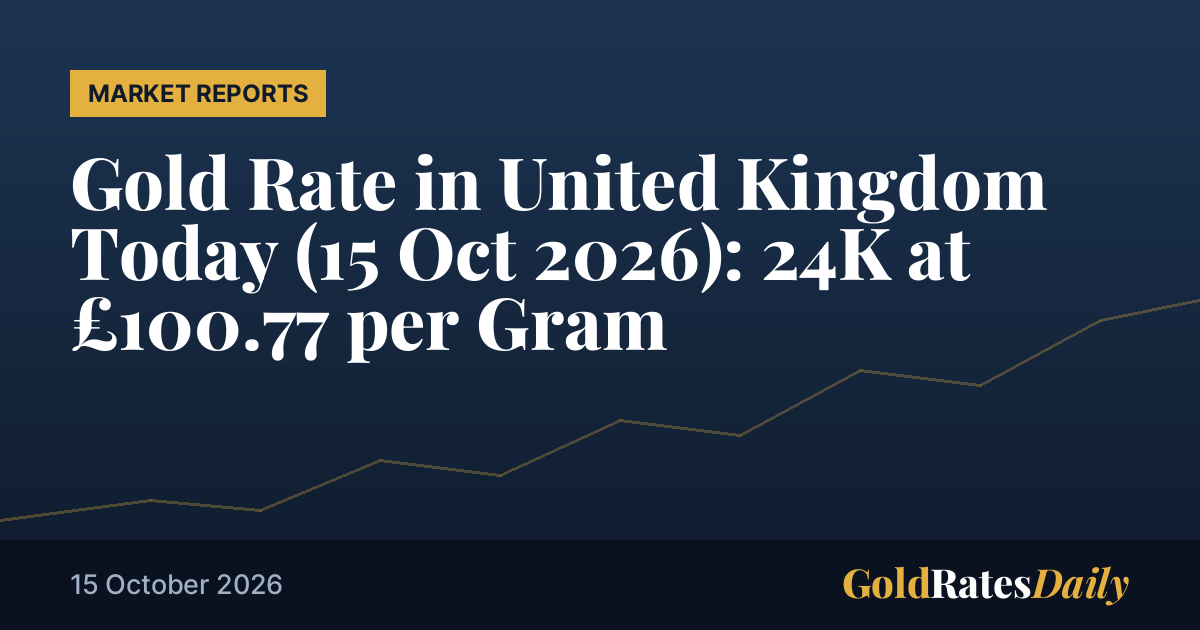 Gold Rate in United Kingdom Today (15 Oct 2026): 24K at £100.77 per Gram
