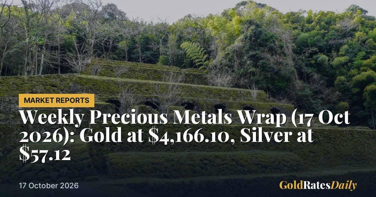 W&ouml;chentlicher &Uuml;berblick &uuml;ber Edelmetalle (17 Oktober2026 Goldpreis: $4.166,10 Silber bei $57,12